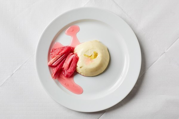 Panna cotta with rhubarb, blood orange and grappa