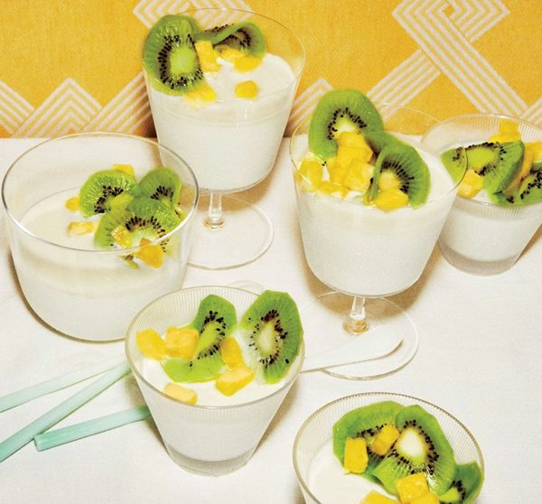 Panna cotta with tropical fruit