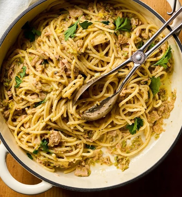 Pantry pasta with tuna and olives