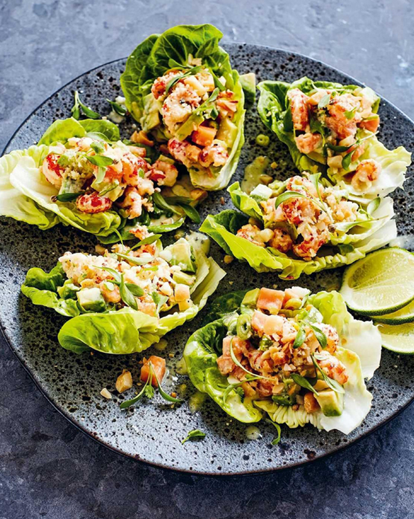 Papaya and avo crayfish cups