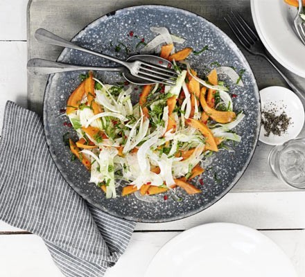 Papaya, shaved fennel and chilli salad