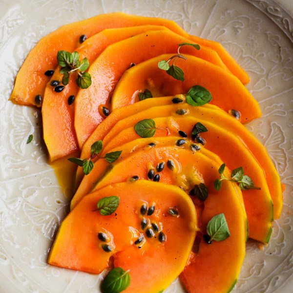 Papaya with passion fruit and ginger