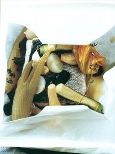 Papillote of sea bass with Provençal vegetables
