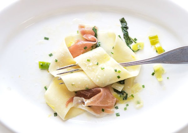 Pappardelle with arugula and prosciutto