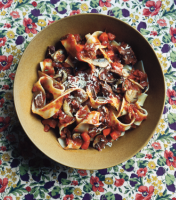 Pappardelle with beef and mushroom ragù