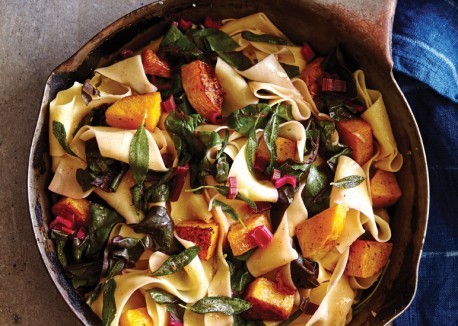 Pappardelle with butternut squash, browned butter, and chard
