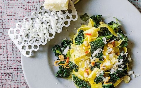 Pappardelle with cavolo nero, orange, chilli and garlic 