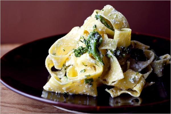 Pappardelle with greens and ricotta
