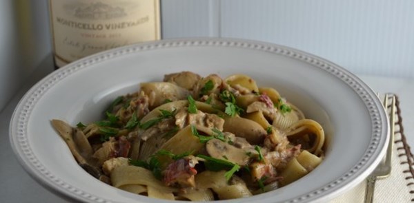 Pappardelle with lobster, mushrooms, shallots & cream