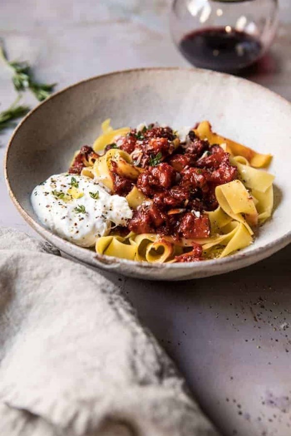 Pappardelle with roasted butternut squash and tomato ragu