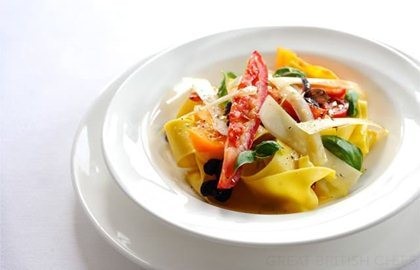 Pappardelle with slow cooked tomatoes, Parmesan and basil