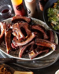 Paprika-and-ancho-rubbed smoked baby back ribs