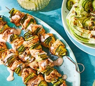 Paprika buttermilk chicken & courgette skewers
