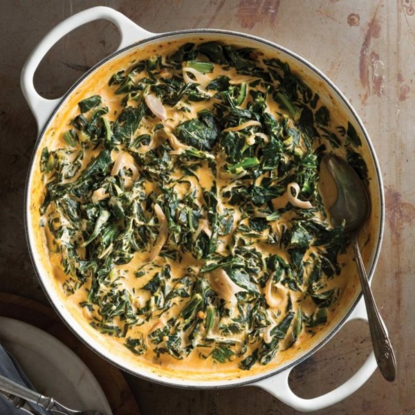 Paprika creamed greens