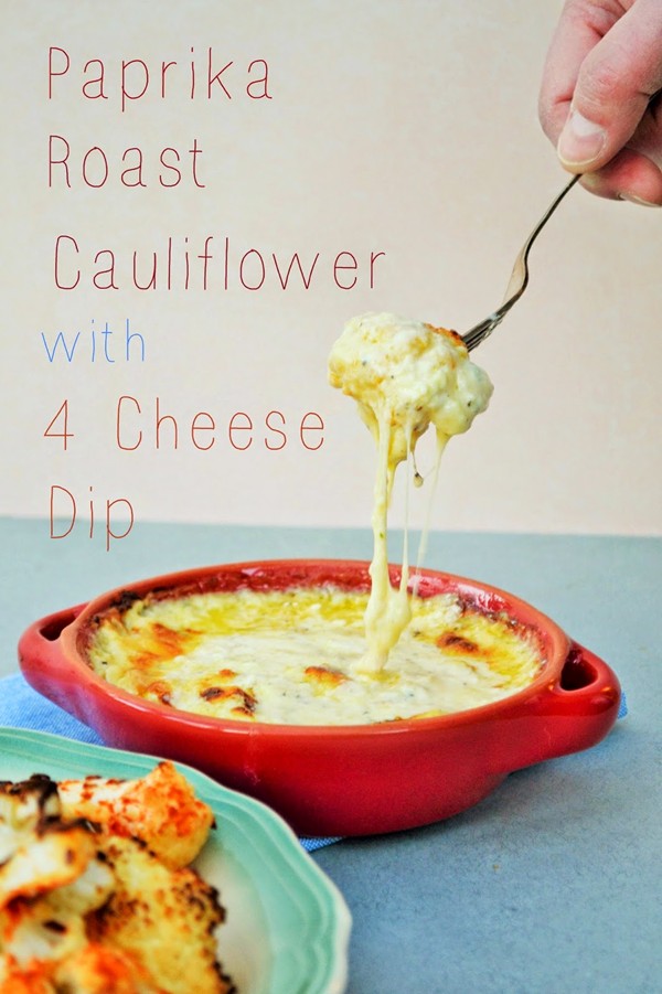 Paprika spiced cauliflower with four cheese dip