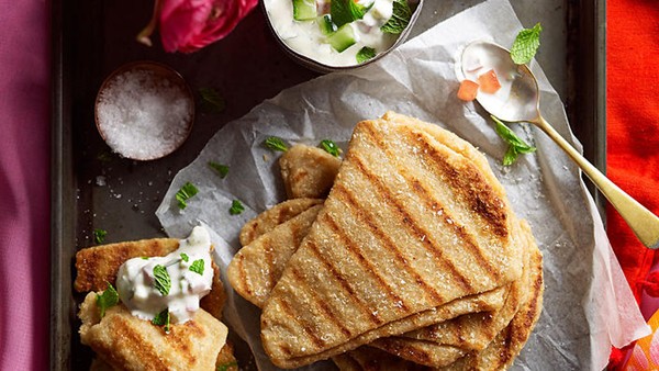 Paratha flatbreads with raita