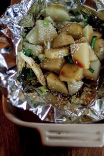 Parcel potatoes with an Asian twist