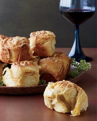 Parker House rolls topped with cheddar and Old Bay