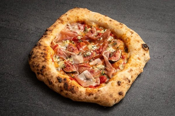 Parma ham, fig and Stilton sourdough pizza