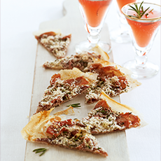 Parma ham, pecorino and rosemary crisps