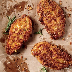 Parmesan and pine nut-crusted oven-fried chicken