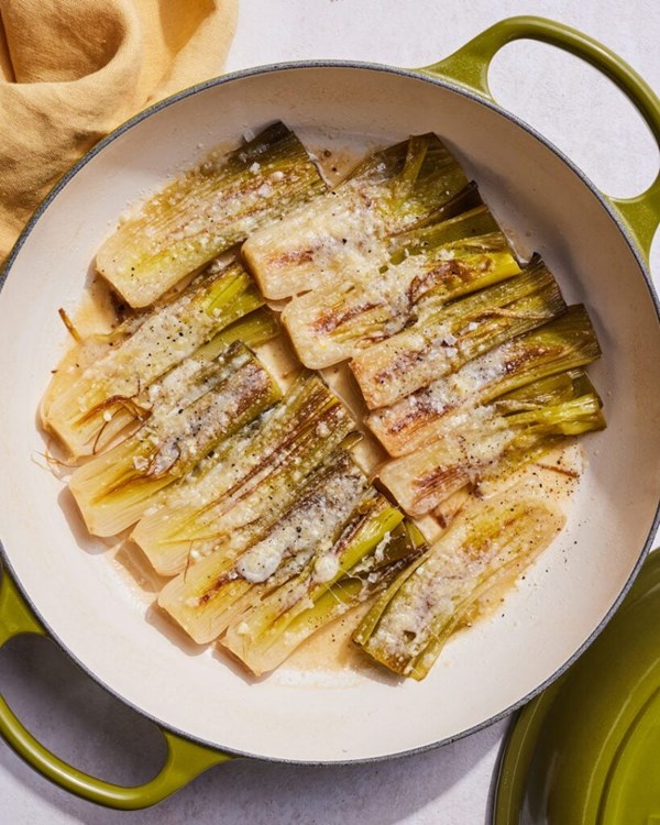 Parmesan braised leeks