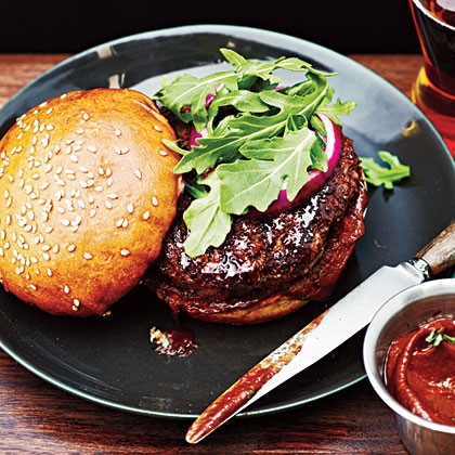 Parmesan buffalo burgers with balsamic ketchup