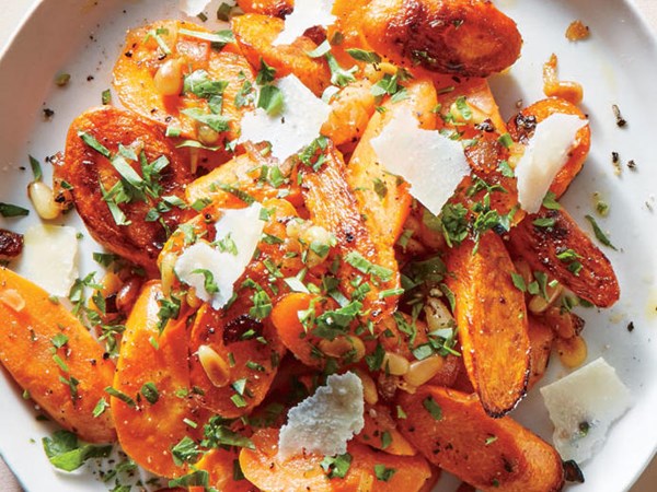 Parmesan carrots with lemon-parsley dressing