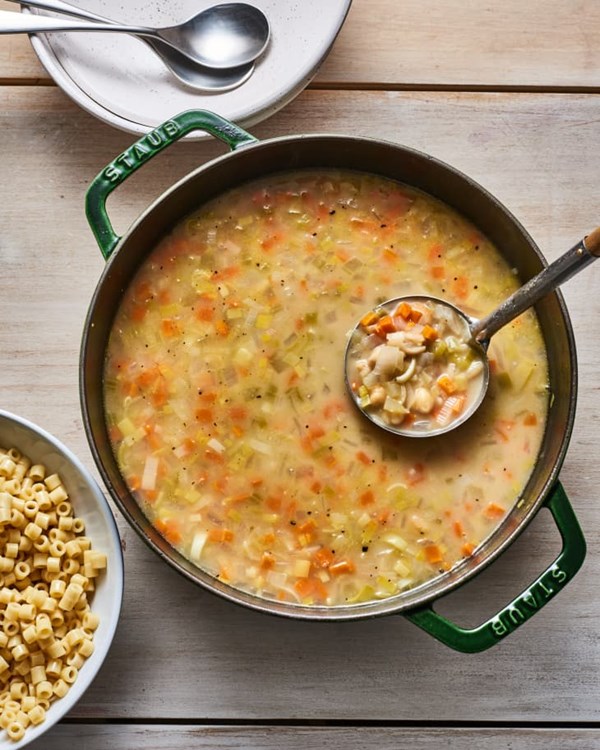 Parmesan cheese broth pasta fagioli