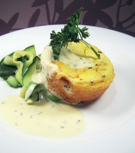 Parmesan cheesecake with chive sauce