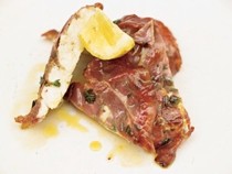 Parmesan chicken breasts with crispy posh ham