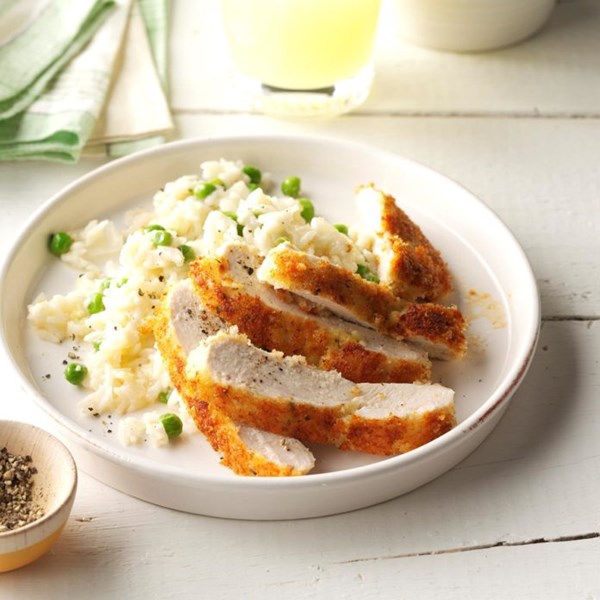 Parmesan chicken with lemon rice