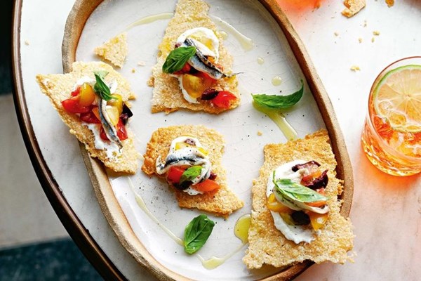 Parmesan crisp bruschetta