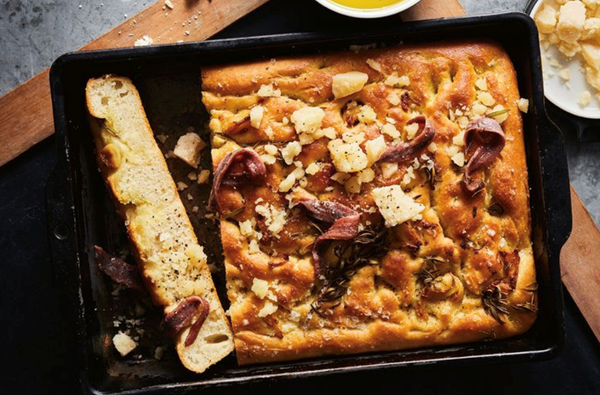 Parmesan focaccia, confit garlic and rosemary