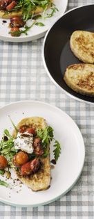 Parmesan French toast with balsamic tomatoes