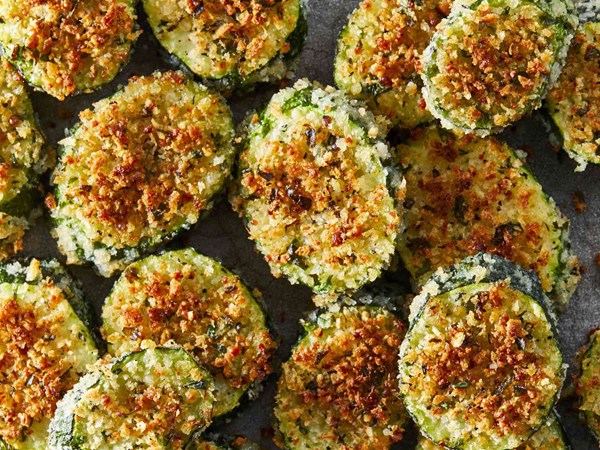 Parmesan-panko-crusted baked zucchini