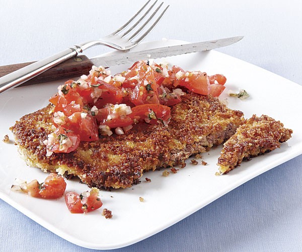 Parmesan-panko steaks with fresh tomato salsa