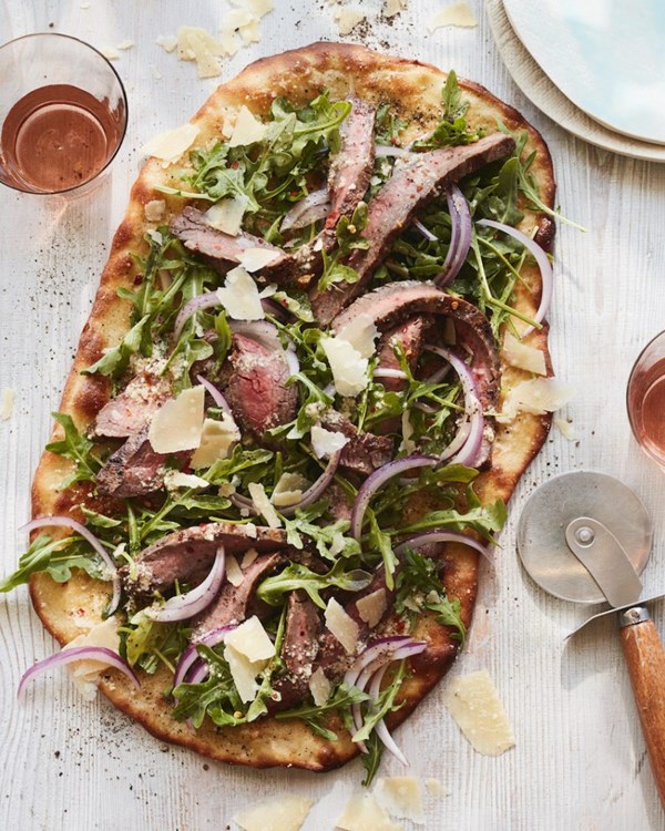 Parmesan pecorino steak flatbread