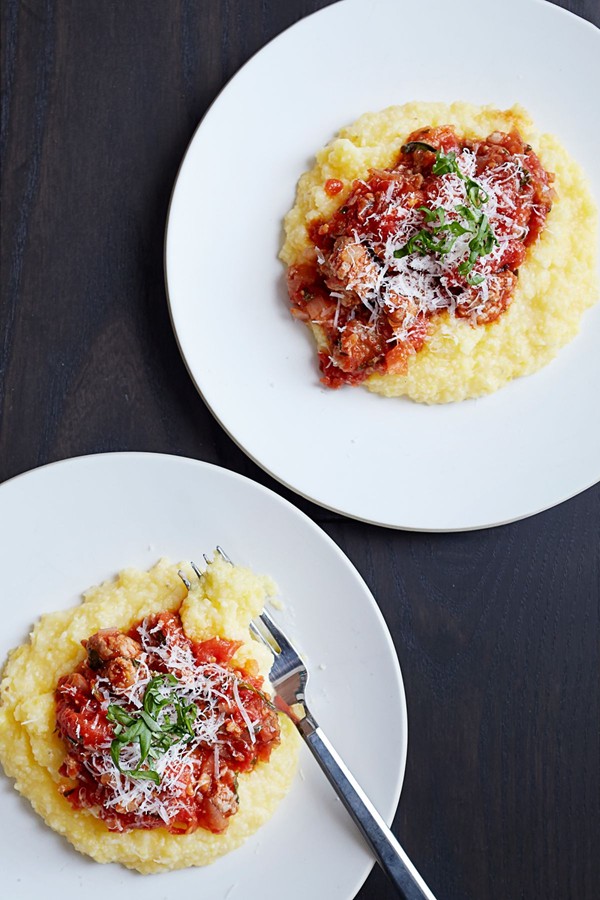 Parmesan polenta with sausage ragù