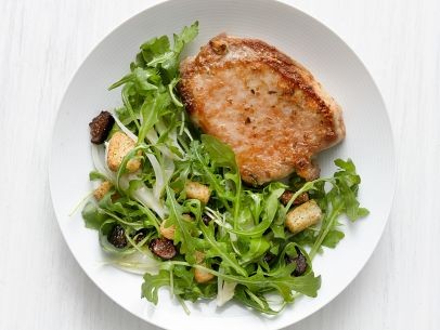 Parmesan pork chops with arugula-fig salad