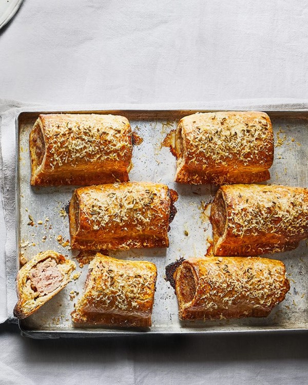 Parmesan, pork, fennel & pepper sausage rolls
