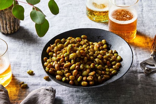 Parmesan-roasted edamame snack