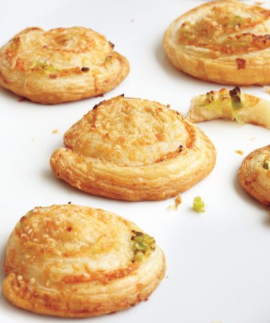 Parmesan-scallion pastry pinwheels