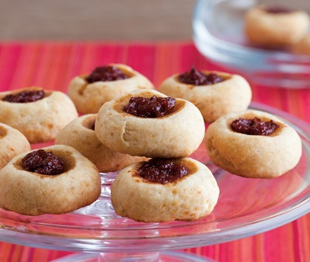 Parmesan thumbprint cookies with tomato-tart cherry jam