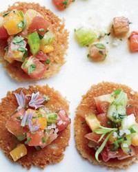 Parmesan tuiles with heirloom tomato salad