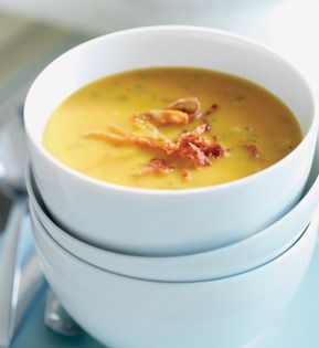 Parmigiano pumpkin soup with frizzled prosciutto