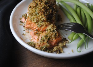 Parsley and horseradish-crusted salmon