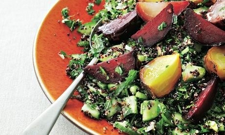 Parsley, beetroot and black quinoa salad