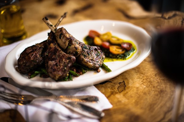 Parsley crusted lamb chops with Dijon demi-glace