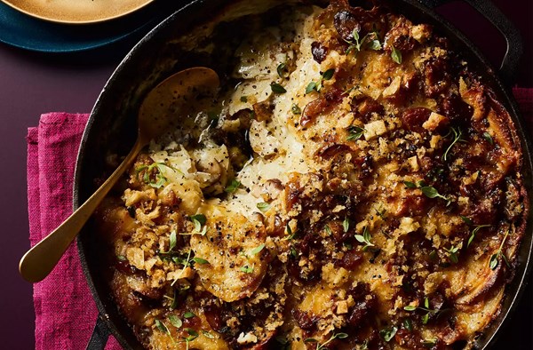 Parsnip & chestnut gratin 
